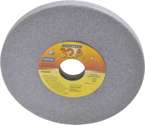 Norton - 7" Diam x 1-1/4" Hole x 1/2" Thick, H Hardness, 60 Grit Surface Grinding Wheel - Aluminum Oxide, Type 1, Medium Grade, 3,600 Max RPM, Vitrified Bond, No Recess - All Tool & Supply