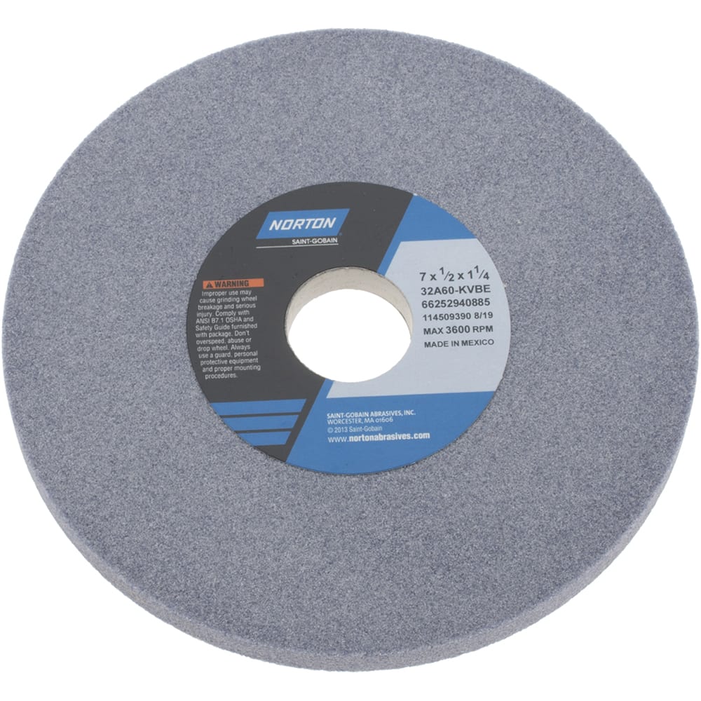 Norton - 7" Diam x 1-1/4" Hole x 1/2" Thick, K Hardness, 60 Grit Surface Grinding Wheel - All Tool & Supply