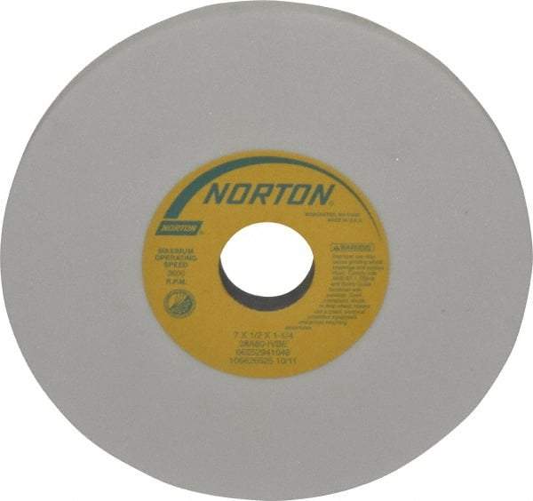 Norton - 7" Diam x 1-1/4" Hole x 1/2" Thick, I Hardness, 80 Grit Surface Grinding Wheel - Aluminum Oxide, Type 1, Medium Grade, 3,600 Max RPM, Vitrified Bond, No Recess - All Tool & Supply