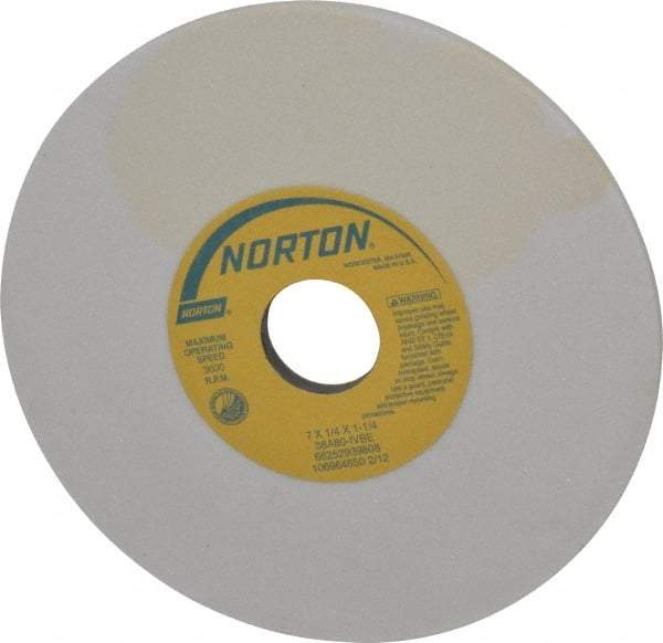 Norton - 7" Diam x 1-1/4" Hole x 1/4" Thick, I Hardness, 80 Grit Surface Grinding Wheel - Aluminum Oxide, Type 1, Medium Grade, 3,600 Max RPM, Vitrified Bond, No Recess - All Tool & Supply