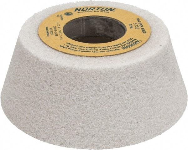 Norton - 4" Diam, 1-1/4" Hole Size, 1-1/2" Overall Thickness, 46 Grit, Type 11 Tool & Cutter Grinding Wheel - Coarse Grade, Aluminum Oxide, J Hardness, Vitrified Bond, 5,730 RPM - All Tool & Supply