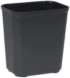 Rubbermaid - 28 Qt Black Rectangle Trash Can - Fiberglass, 14" High x 16-1/2" Long x 9" Wide - All Tool & Supply