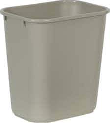 Rubbermaid - 28 Qt Beige Rectangle Trash Can - Polyethylene, 15" High x 14-3/8" Long x 10-1/4" Wide - All Tool & Supply