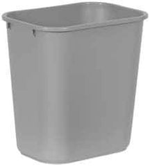 Rubbermaid - 28 Qt Gray Rectangle Trash Can - Polyethylene, 15" High x 14-3/8" Long x 10-1/4" Wide - All Tool & Supply