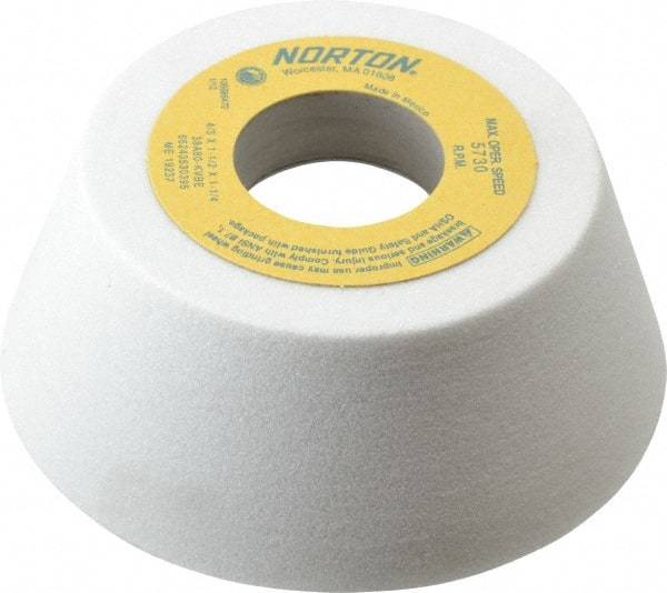 Norton - 4" Diam, 1-1/4" Hole Size, 1-1/2" Overall Thickness, 80 Grit, Type 11 Tool & Cutter Grinding Wheel - Medium Grade, Aluminum Oxide, K Hardness, Vitrified Bond, 5,730 RPM - All Tool & Supply