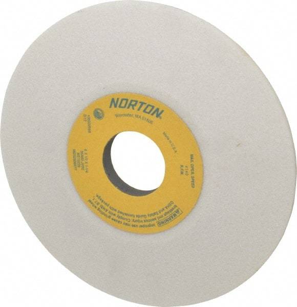 Norton - 6" Diam, 1-1/4" Hole Size, 1/2" Overall Thickness, 60 Grit, Type 12 Tool & Cutter Grinding Wheel - Medium Grade, Aluminum Oxide, J Hardness, Vitrified Bond, 4,140 RPM - All Tool & Supply