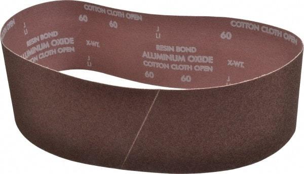 Norton - 4" Wide x 36" OAL, 60 Grit, Aluminum Oxide Abrasive Belt - Aluminum Oxide, Medium, Coated, X Weighted Cloth Backing, Series R228 - All Tool & Supply