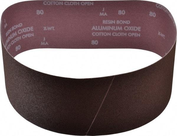 Norton - 4" Wide x 36" OAL, 80 Grit, Aluminum Oxide Abrasive Belt - Aluminum Oxide, Medium, Coated, X Weighted Cloth Backing, Series R228 - All Tool & Supply