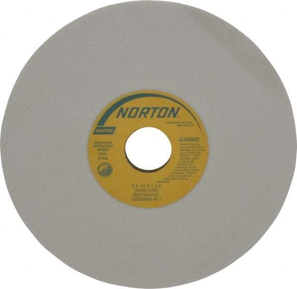 Norton - 8" Diam x 1-1/4" Hole x 1/4" Thick, I Hardness, 60 Grit Surface Grinding Wheel - Aluminum Oxide, Type 1, Medium Grade, 3,600 Max RPM, Vitrified Bond, No Recess - All Tool & Supply