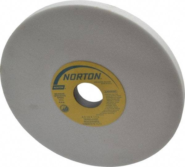 Norton - 8" Diam x 1-1/4" Hole x 1/2" Thick, J Hardness, 60 Grit Surface Grinding Wheel - Aluminum Oxide, Type 1, Medium Grade, 3,600 Max RPM, Vitrified Bond, No Recess - All Tool & Supply