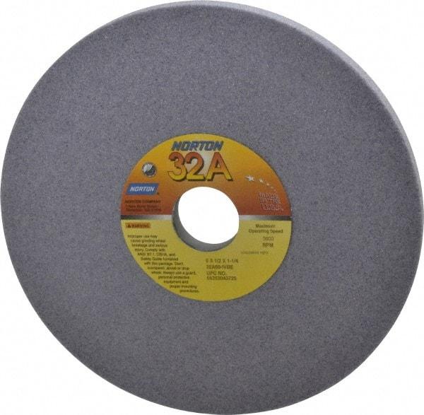 Norton - 8" Diam x 1-1/4" Hole x 1/2" Thick, I Hardness, 60 Grit Surface Grinding Wheel - Aluminum Oxide, Type 1, Medium Grade, 3,600 Max RPM, Vitrified Bond, No Recess - All Tool & Supply