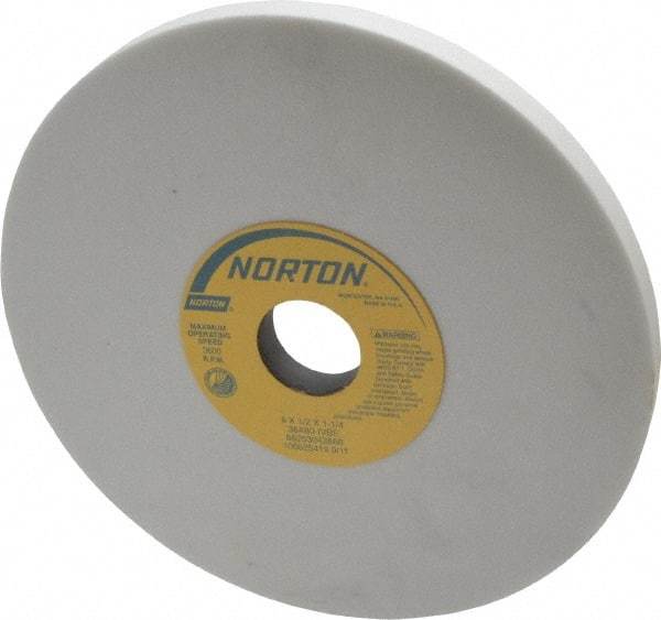 Norton - 8" Diam x 1-1/4" Hole x 1/2" Thick, I Hardness, 80 Grit Surface Grinding Wheel - Aluminum Oxide, Type 1, Medium Grade, 3,600 Max RPM, Vitrified Bond, No Recess - All Tool & Supply