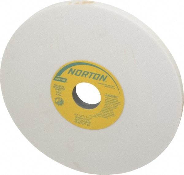 Norton - 8" Diam x 1-1/4" Hole x 1/2" Thick, K Hardness, 80 Grit Surface Grinding Wheel - Aluminum Oxide, Type 1, Medium Grade, 3,600 Max RPM, Vitrified Bond, No Recess - All Tool & Supply