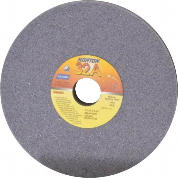 Norton - 8" Diam x 1-1/4" Hole x 3/4" Thick, K Hardness, 46 Grit Surface Grinding Wheel - Aluminum Oxide, Type 1, Coarse Grade, 3,600 Max RPM, Vitrified Bond, No Recess - All Tool & Supply