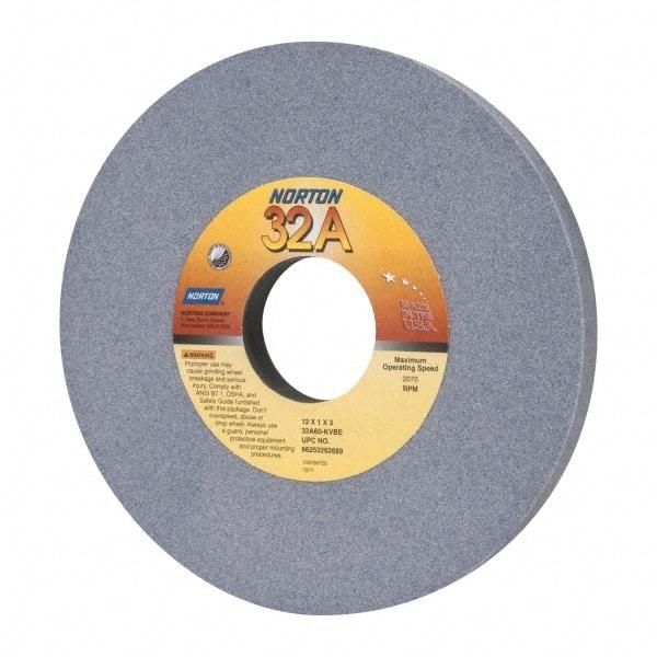 Norton - 12" Diam x 3" Hole x 1" Thick, K Hardness, 60 Grit Surface Grinding Wheel - Aluminum Oxide, Type 1, Medium Grade, 2,070 Max RPM, Vitrified Bond, No Recess - All Tool & Supply