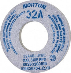 Norton - 12" Diam x 5" Hole x 1-1/2" Thick, J Hardness, 46 Grit Surface Grinding Wheel - Aluminum Oxide, Type 5, Coarse Grade, 2,070 Max RPM, Vitrified Bond, One-Side Recess - All Tool & Supply