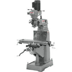 Jet - 7-7/8" Table Width x 35-3/4" Table Length, Step Pulley Control, 1 Phase Knee Milling Machine - R8 Spindle Taper, 1-1/2 hp - All Tool & Supply