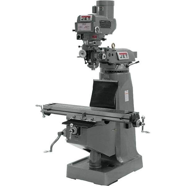 Jet - 9" Table Width x 49" Table Length, Variable Speed Pulley Control, 1 Phase Knee Milling Machine - R8 Spindle Taper, 2 hp - All Tool & Supply