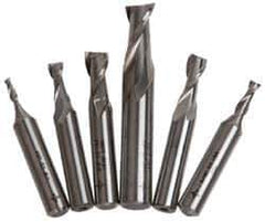 Cleveland - 1/8 to 1/2", 2 Flute End Mill Set - Uncoated, Cobalt, Centercutting - All Tool & Supply