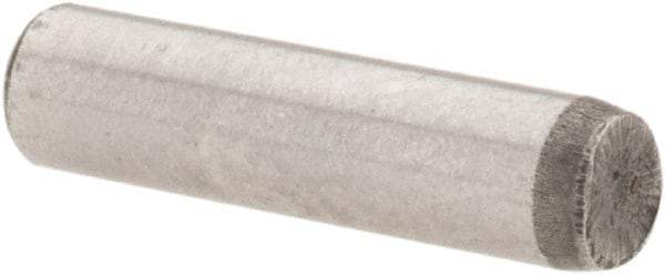 Value Collection - 1/8" Diam x 1/2" Pin Length Grade 8 Alloy Steel Standard Dowel Pin - C 50-58 Hardness, 3,200 Lb Breaking Strength, 1 Beveled & 1 Rounded End - All Tool & Supply