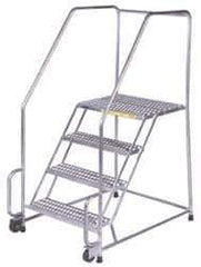 Ballymore - 58-1/2" 3 Step Ladder - Tilt & Roll Safety Ladder, 450 Lb Capacity, 28-1/2" Platform Height, 20" Base Width x 30" Depth, Perforated Tread - All Tool & Supply