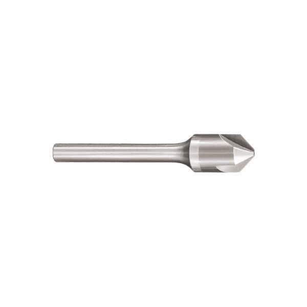 SGS - 1/4" Head Diam, 1/4" Shank Diam, 3 Flute 90° Solid Carbide Countersink - Bright Finish, 2" OAL, Single End, Straight Shank, Right Hand Cut - All Tool & Supply