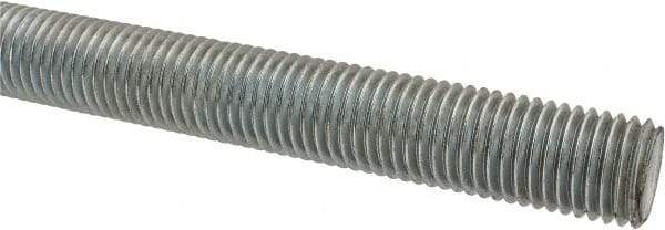 Made in USA - 7/8-9 UNC (Coarse), 3' Long, Low Carbon Steel Threaded Rod - Zinc-Plated Finish, Right Hand Thread - All Tool & Supply