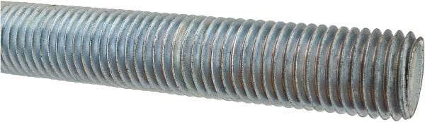 Made in USA - 1-8 UNC (Coarse), 3' Long, Low Carbon Steel Threaded Rod - Zinc-Plated Finish, Right Hand Thread - All Tool & Supply