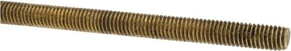 Made in USA - #10-32 UNF (Fine), 3' Long, Brass Threaded Rod - Right Hand Thread - All Tool & Supply