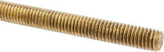 Made in USA - 3/8-16 UNC (Coarse), 3' Long, Brass Threaded Rod - Right Hand Thread - All Tool & Supply