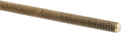 Made in USA - 1/4-28 UNF (Fine), 3' Long, Brass Threaded Rod - Right Hand Thread - All Tool & Supply