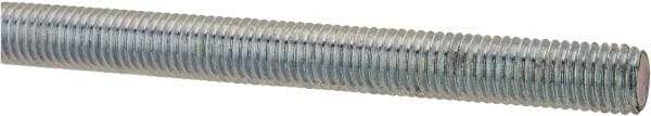 Made in USA - 1/4-28 UNF (Fine), 3' Long, Low Carbon Steel Threaded Rod - Zinc-Plated Finish, Right Hand Thread - All Tool & Supply