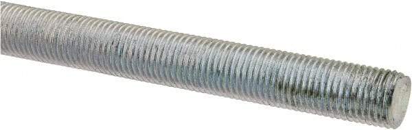 Made in USA - 3/8-24 UNF (Fine), 3' Long, Low Carbon Steel Threaded Rod - Zinc-Plated Finish, Right Hand Thread - All Tool & Supply