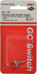 GC/Waldom - SPDT Miniature On-On Toggle Switch - Solder Lug Terminal, Bat Handle Actuator, 125 VAC at 5 A & 250 VAC at 2 A - All Tool & Supply