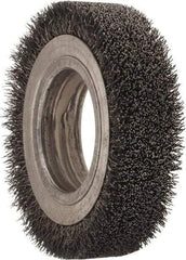 Osborn - 4-1/4" OD, 2" Arbor Hole, Crimped Steel Wheel Brush - 1" Face Width, 3/4" Trim Length, 0.0118" Filament Diam, 6,000 RPM - All Tool & Supply