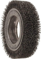 Osborn - 4-1/4" OD, 2" Arbor Hole, Crimped Steel Wheel Brush - 1" Face Width, 3/4" Trim Length, 0.014" Filament Diam, 6,000 RPM - All Tool & Supply