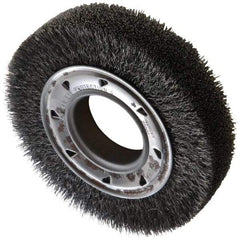 Osborn - 6" OD, 2" Arbor Hole, Crimped Steel Wheel Brush - 1-1/4" Face Width, 1" Trim Length, 0.0118" Filament Diam, 6,000 RPM - All Tool & Supply