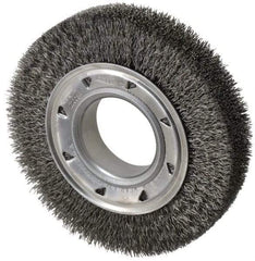 Osborn - 6" OD, 2" Arbor Hole, Crimped Steel Wheel Brush - 1-1/4" Face Width, 1" Trim Length, 0.014" Filament Diam, 6,000 RPM - All Tool & Supply