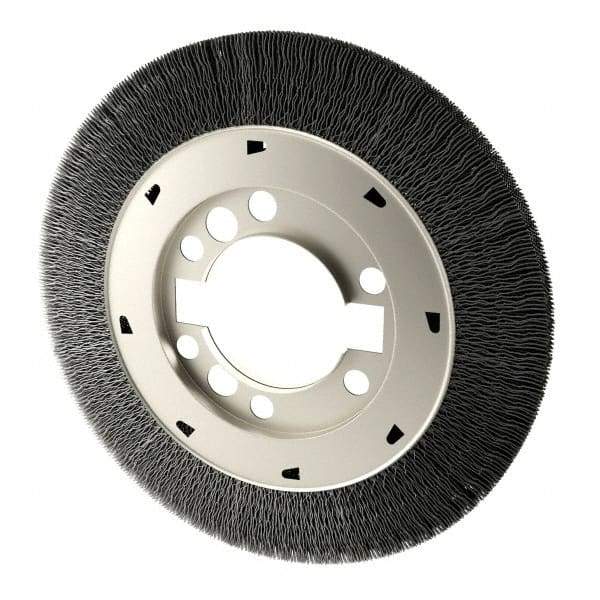 Osborn - 8" OD, 2" Arbor Hole, Crimped Steel Wheel Brush - 1-1/2" Face Width, 1-1/2" Trim Length, 0.008" Filament Diam, 4,500 RPM - All Tool & Supply