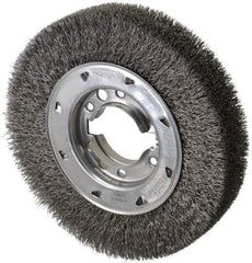 Osborn - 8" OD, 2" Arbor Hole, Crimped Steel Wheel Brush - 1-1/2" Face Width, 1-1/2" Trim Length, 0.0118" Filament Diam, 4,500 RPM - All Tool & Supply