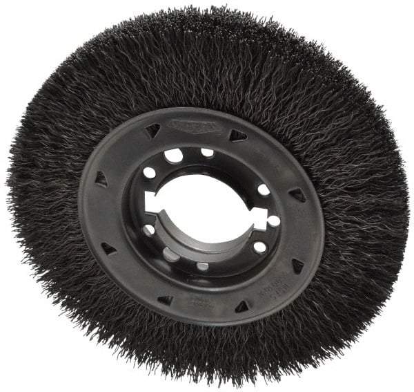 Osborn - 8" OD, 2" Arbor Hole, Crimped Steel Wheel Brush - 1-1/2" Face Width, 1-1/2" Trim Length, 0.02" Filament Diam, 4,500 RPM - All Tool & Supply