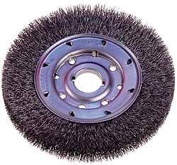 Osborn - 14" OD, 2" Arbor Hole, Crimped Nylon Wheel Brush - 1" Face Width, 2-1/8" Trim Length, 2,400 RPM - All Tool & Supply