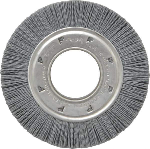 Osborn - 6" OD, 2" Arbor Hole, Crimped Nylon Wheel Brush - 7/8" Face Width, 1-1/16" Trim Length, 6,000 RPM - All Tool & Supply