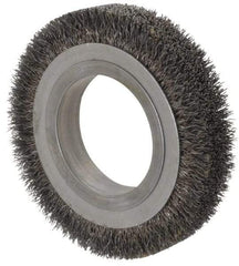 Osborn - 4-1/4" OD, 2" Arbor Hole, Crimped Steel Wheel Brush - 5/8" Face Width, 11/16" Trim Length, 0.0118" Filament Diam, 6,000 RPM - All Tool & Supply