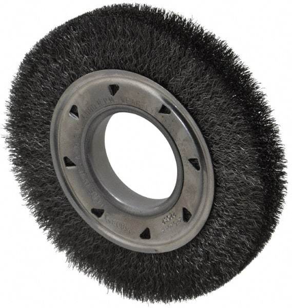 Osborn - 6" OD, 2" Arbor Hole, Crimped Steel Wheel Brush - 7/8" Face Width, 1" Trim Length, 0.008" Filament Diam, 6,000 RPM - All Tool & Supply