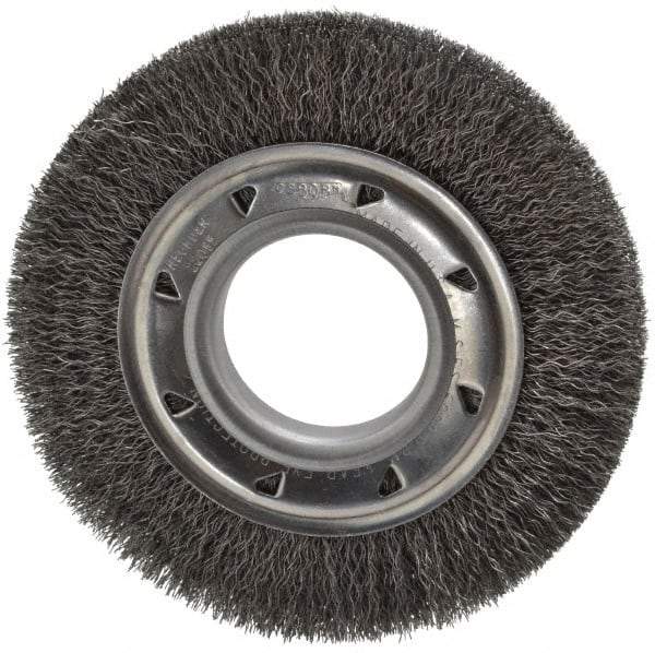 Osborn - 6" OD, 2" Arbor Hole, Crimped Steel Wheel Brush - 7/8" Face Width, 1" Trim Length, 0.0118" Filament Diam, 6,000 RPM - All Tool & Supply