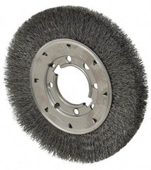 Osborn - 8" OD, 2" Arbor Hole, Crimped Steel Wheel Brush - 5/8" Face Width, 1-1/2" Trim Length, 0.0118" Filament Diam, 4,500 RPM - All Tool & Supply