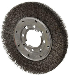 Osborn - 8" OD, 2" Arbor Hole, Crimped Steel Wheel Brush - 5/8" Face Width, 1-1/2" Trim Length, 0.014" Filament Diam, 4,500 RPM - All Tool & Supply