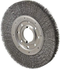 Osborn - 10" OD, 2" Arbor Hole, Crimped Steel Wheel Brush - 1-1/4" Face Width, 2" Trim Length, 0.0118" Filament Diam, 3,600 RPM - All Tool & Supply