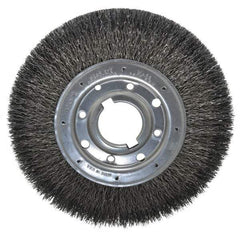 Osborn - 10" OD, 2" Arbor Hole, Crimped Steel Wheel Brush - 1-1/4" Face Width, 2" Trim Length, 0.02" Filament Diam, 3,600 RPM - All Tool & Supply